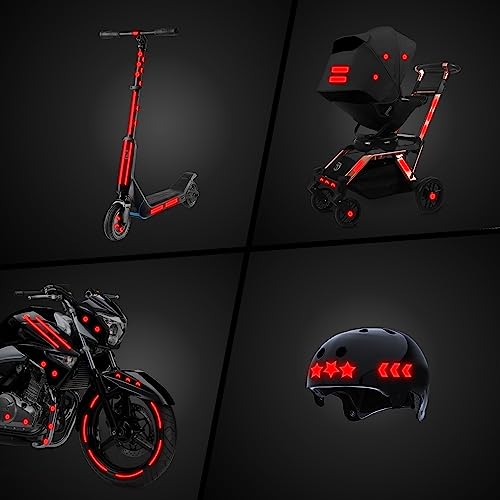 LOOM Reflective Stickers Mega Kit (101pcs Red) Nighttime Safety Waterproof Self-Adhesive Decals for Helmets, Skateboard, Bike, Scooter, E-Bike, Motorcycle & Strollers Bright Colors - color: Red