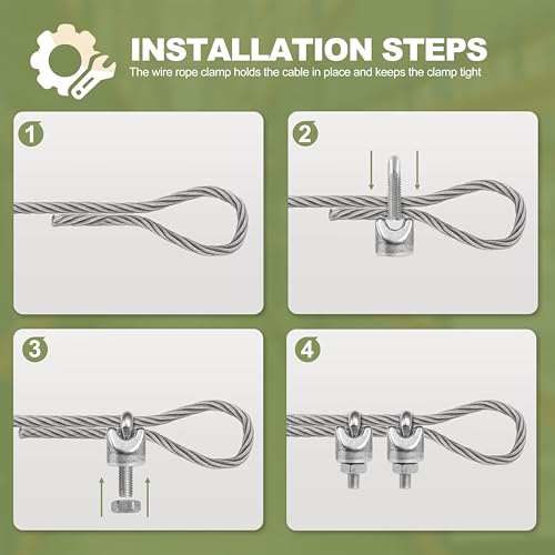 12pcs M4 Wire Rope Clamp, 5/32 inch Cable Clamps Stainless Steel Wire Rope Clips - size: M4