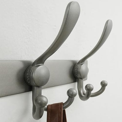 Dseap Coat Rack Wall Mount, Heavy Duty 12-Gauge Base vs Flimsy 1mm, Double-Thick Solid Anti-Snap Hooks, 16” Stud-Mount, Stainless Steel Hanger for Clothes Hat Entryway Closet Mudroom, Grey - color: Gray, size: L=17" (1pcs)