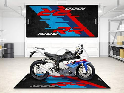 Parking Mat for S1000RR Motorcycle Model, Display and Pit Mat, Washable Non-Slip Garage and Showroom Floor Carpet (Size 1: 86.6 x 39.4/220 x 100 cm) - size: 3'3" x 7'3" (Oblong)