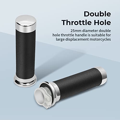 Grip Throttle Tube Replace for Honda OEM:53145-MM8-000, 25mm Right Grip Dual Throttle Tube & Left Handlebar Grip Suitable for Honda VT XVS Shadow 400/750/1100 Magna Sabre