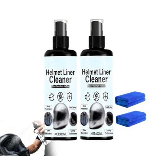 Helmet Liner Cleaner & Deodorizer Spray, Motorcycle Helmet Cleaning Kit, Motorcycle Helmet Liner Care Kit (2PCS) - color: 2PCS