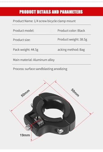 Motorcycle Handlebar Clip Holder 1/4 Screw Bicycle Bike Seatpost Clamp Compatible with Gopro 13 ONE Action Camera Accessories (Black Clip) - color: Black Clip