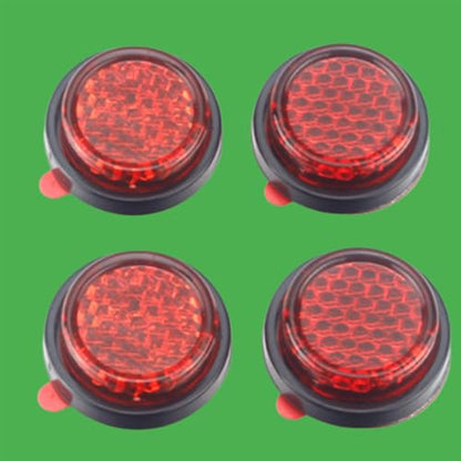 Pack of 4 Red Round Motorcycle Reflective Warning Reflector Universal Motos License Plate Safety Anticollision Kit (3m Style) - style: 3M Style
