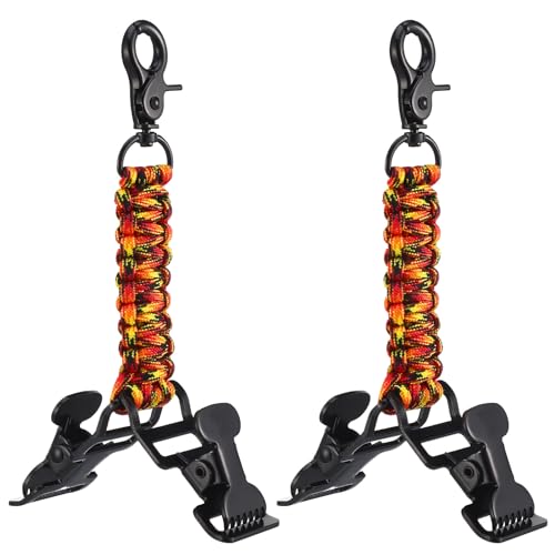 Yingzhao 2 Pieces Firefighter Glove Clip for Work Safety Glove Holder Strap Belt Clip for Work Firefighter Rescue - color: Fluorescent Orange