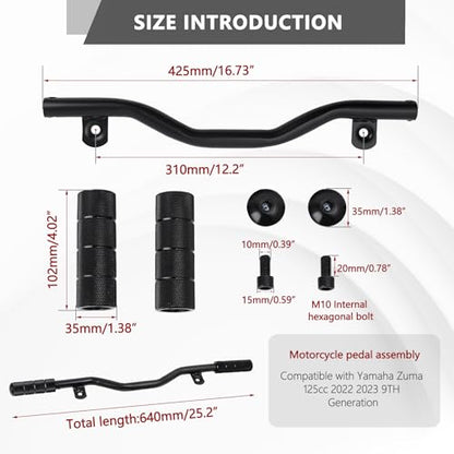 Mokuo Motorcycle Highway Extend Leg Pedal Bar in Heavy Iron Material Come with Foot Peg,Compatible with YAMAHA Zuma 2022-2024,Black Color - size: 2022-2024 BW'S