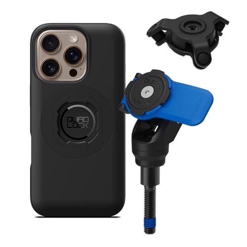 Quad Lock Handlebar Clamp Motorcycle Phone Mount with Vibration Dampener and MAG Phone Case for iPhone 16 Pro - size: iPhone 16 Pro