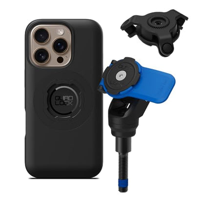 Quad Lock Handlebar Clamp Motorcycle Phone Mount with Vibration Dampener and MAG Phone Case for iPhone 16 Pro - size: iPhone 16 Pro