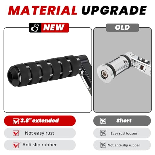 Motorcycle 3.8" Extended Shifter Peg, Heel Toe Shifter Pegs Fit For Harley Davidson Sportster FL Softail Touring Street Glide Road Glide Road King Trike Dyna, Black - size: Black-1pcs