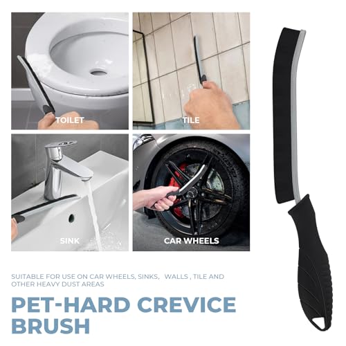 TQRR 3Pcs Cleaning Brush- Includes 1 Soft Bristle Cleaning Brush, 2 Hard Crevice Brush, Bathroom Cleaning Brush, Multifuntianal Grout Brush, Cleaning Tools for Auto Vent Wheel Kitchen House (Black) - color: Black