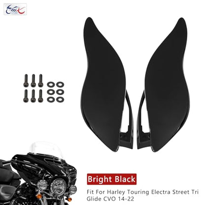 Air Deflector Kit,Side Wings Air Deflectors, Fairing Side Wing Windshield, Black Adjustable Wind Deflectors Compatible for Harley Electra Glide Street Glide Tri Glide Ultra Limited 2014-2024