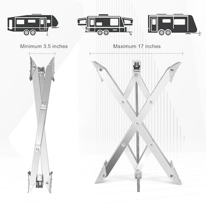 RV Stabilizer Wheel Chock XL Fit 3.5” to 17” Camper Wheel Chock Stabilizer Scissor with Accessories Pair for Travel Trailer, Heavy Duty Tire Wheel Chock Scissor Large Locking X Chock, 2Pack - size: XL 17inch 2pc