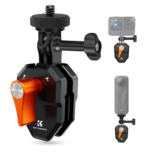 K&F CONCEPT Motorcycle Windshield Clip Mount for GoPro Hero 13/12/11/10/9 Black, Aluminum Alloy Camera Clamp with 1/4” Adapter for DJI Osmo Action 6/3/4/5 Pro Insta360 X5/X4, Action Camera Accessories