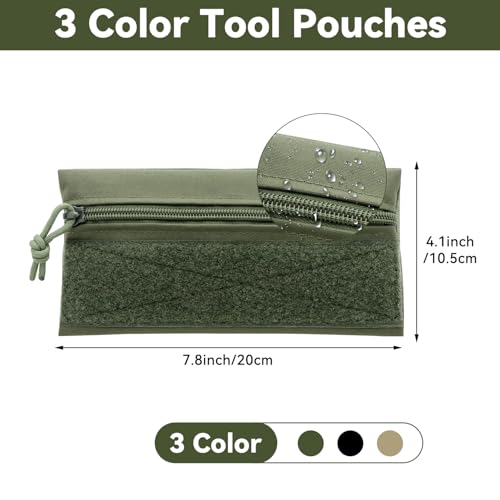 Qavctw 3 Pack Tool Pouch Zipper Bag Tactical Utility Pouches with Hook and Loop Multipurpose Storage Organizer Tool Pouches - size: L:7.87×4.13in