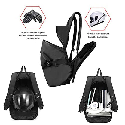 Motorcycle Backpack - Waterproof Helmet Backpack for Men, Travel - color: Black(backpack)
