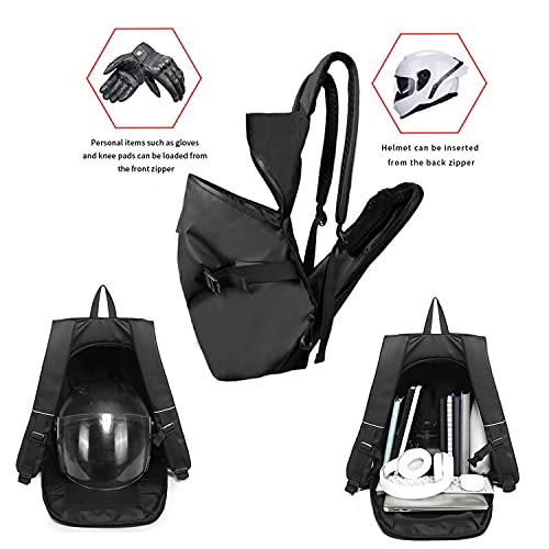 Motorcycle Backpack - Waterproof Helmet Backpack for Men, Travel - color: Black(backpack)
