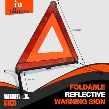 Warning Safety Triangle Kit, Emergency Roadside Warning Reflective Triangle, Foldable with Storage Case for Roadside Breakdowns Emergenc 3 Pack - size: 3P