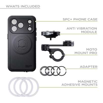 SP CONNECT Moto Bundle II AVM Xtreme | SPC+ |Compatible with iPhone 15 Pro Max | Phone Mount for Motorcycle | Motorcycle Phone Holder | Handlebars - style: for iPhone 15 Pro Max