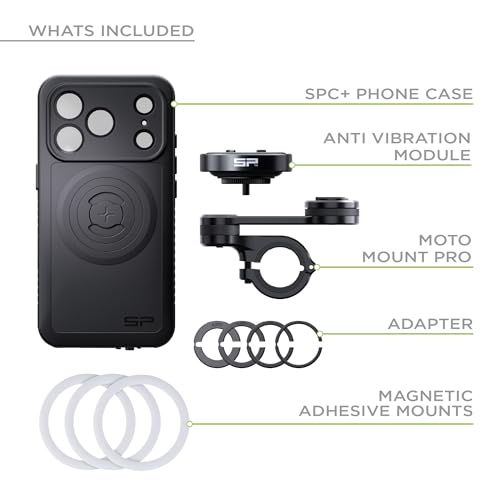 SP CONNECT Moto Bundle II AVM Xtreme | SPC+ |Compatible with iPhone 17 Pro | Phone Mount for Motorcycle | Motorcycle Phone Holder | Handlebars - style: for iPhone 17 Pro