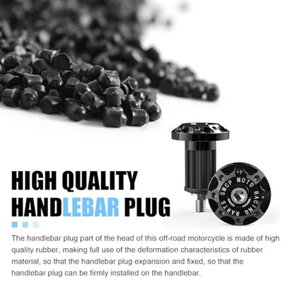 2 PCS Motorcycle Bar End Plug, Aluminum Alloy Handlebar Grip End Caps, 7/8" 22mm Handlebar Grips Replacement for Kawasaki, Suzuki, Yamaha, Dirt Bike (Black)