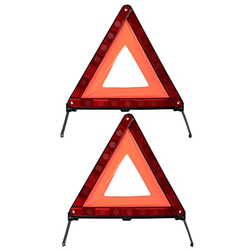 PartyKindom 2pcs Emergency Roadside Kit Warning Triangle Signs Car Emergency Road Safety Kit Quick Setup and Weighted Base