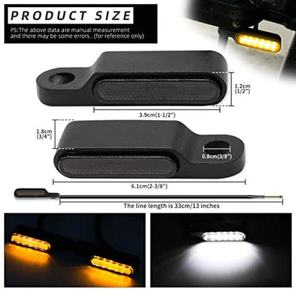 Rich Choices Handlebar LED Turn Signals Mini Motorcycle Blinkers Front Running Light Universal Compatible with Harley Sportster Dyna Honda Shadow Kawasaki Vulcan Yamaha V-Star Road Star - color: Black
