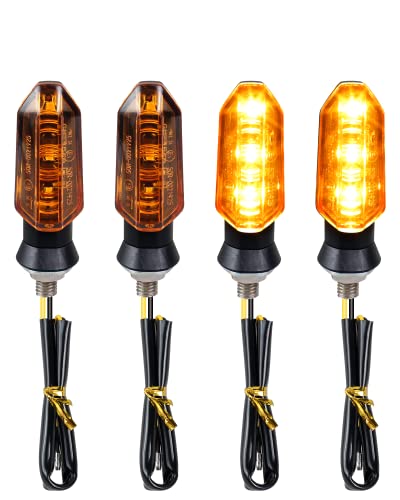 4PCS Universal Motorcycle Turn Signals Front Rear LED Turn Signal Light Mini Amber Blinkers for Motorbike Scooter Quad Cruiser Off Road Touring - color: amber