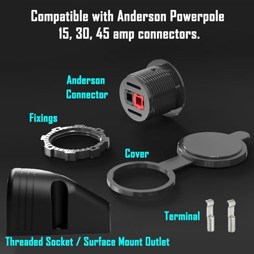 Anderson Power Pole Connector with Mounting Bracket, Waterproof Quick Connect Wire Connectors 45 Amp PP15 to 45, Power Pole Cover for Smart Battery Box, Marine, Boat, Motorcycle, Truck, RV - style: PP15-30-45+Bracket