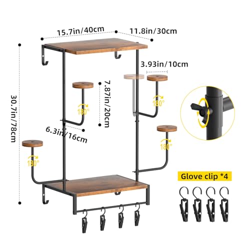 Urban Deco Motorcycle Helmet Holder Wall Mount, Helmet Rack with 4 Hat Stands, Helmet Stand for Display Wall Mount, Motorcycle Accessories Gear Storage for Men, Large - size: 30.7*11.8*15.7 inches