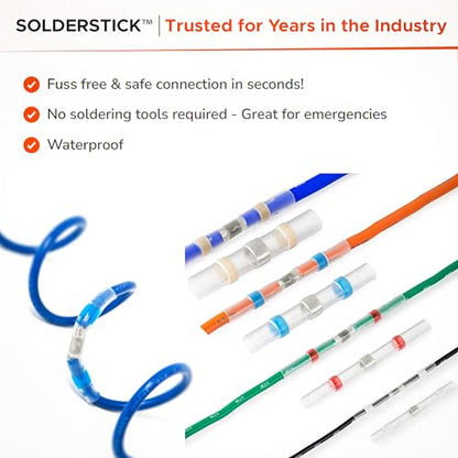 Waterproof Solder Seal Wire Connectors Kit, Electrical Insulated Wire Splice Heat Shrink Wire Connectors with 4 Gauges - 12-10, 16-14, 22-18, 26-24 AWG (250)