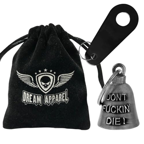 Dream Apparel Motorcycle Bell Guardian Angel Drive Away Gremlin, Biker Bell for Men Women Rider Riding, Good Luck Gift - color: Don't Fuckin' Die!