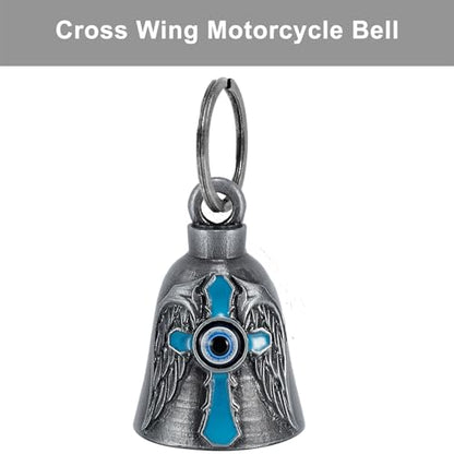 Dream Apparel Motorcycle Bell Guardian Angel Drive Away Gremlin, Biker Bell for Men Women Rider Riding, Good Luck Gift - style: Cross Wing