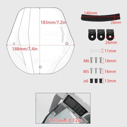 Motorcycle Windscreen PC Plastic Front Fairing Windscreen Wind Screen Windshield Spoiler Air Deflector Compatible with Suzuki GSX-8S 2024-2025 (Clear) - color: Clear