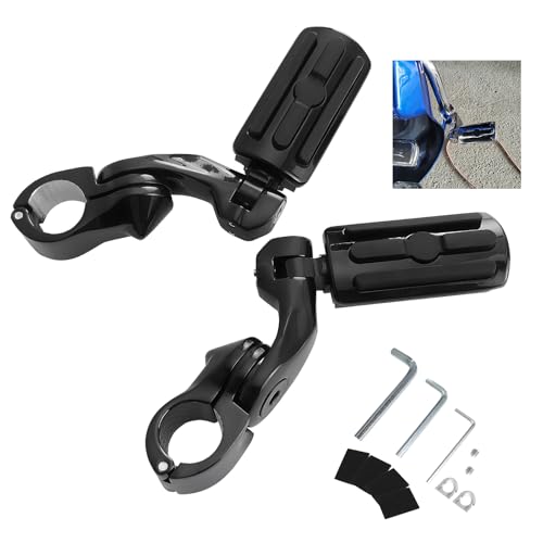 Universal Motorcycle Foot Pegs Compatible with Harley Touring Street Glide Electra Glide Road King Softail CVO Dyna Trike Sportster with 1.25 inch Highway Pegs(Black-Short)