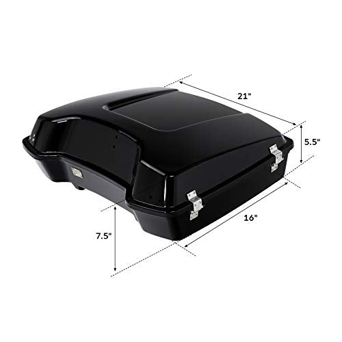 TCMT 5.5" Razor Motorcycle Trunk Box W/Latch Key Fits For Harley 1997-2013 Road King Road Glide Street Glide Electra Glide Pack - color: Chrome Lacthes Trunk