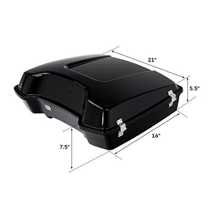 TCMT 5.5" Razor Motorcycle Trunk Box W/Latch Key Fits For Harley 1997-2013 Road King Road Glide Street Glide Electra Glide Pack - color: Chrome Lacthes Trunk