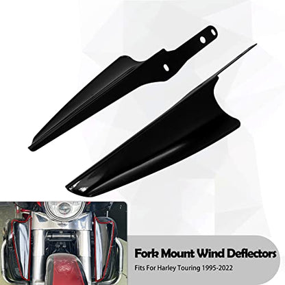 Front Fork Mount Wind Deflectors Compatible with Harley Electra Glide Road King Street Glide 1995-2023 (Color:Black) - color: Black