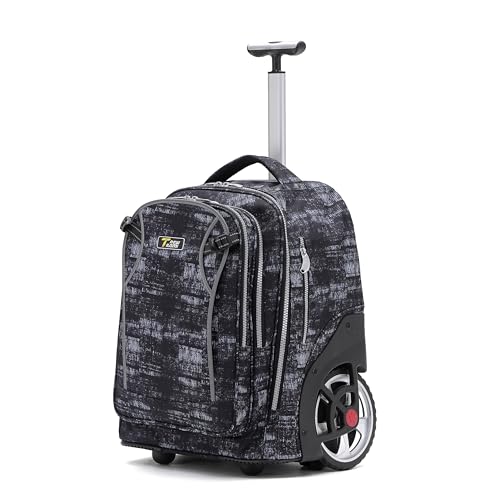 NEW TILAMI 20" Rolling Backpack for Teens Adults, Climbing Stairs Waterproof Backpack with Wheels for School Business Trave Camping with Laptop Compartment, Fit 17 Inch Laptop, Grey Mosaic - color: Grey Mosaic