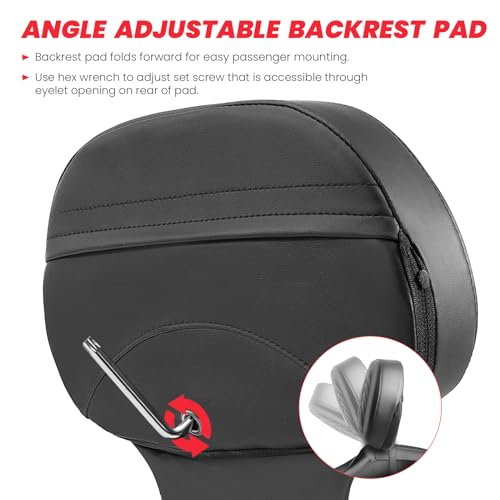 1997-2025 Adjustable Rider Driver Backrest compatible with Harley Davidson Touring Street Glide Road Glide Road KING Electra Ultra Limited W/Mounting Bracket - size: Driver Backrest 2