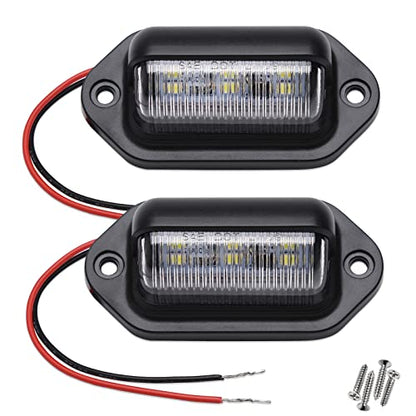 2PCS Xenon White LED License Plate Light - 12V-24V DC Waterproof 6-SMD Lamp Taillight for Truck, SUV, Trailer, Van, RV, Boats - Step Courtesy, Dome/Cargo, Under Hood Light - color: White, size: 2pcs LED license plate light