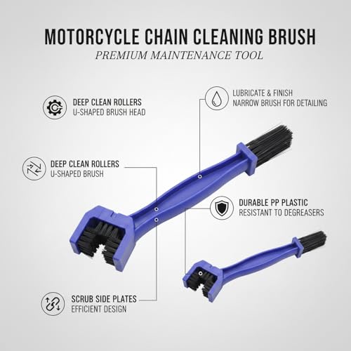 Blue Motorcycle Chain Maintenance Brush - Durable PP Plastic Tool for Rollers & Side Plates