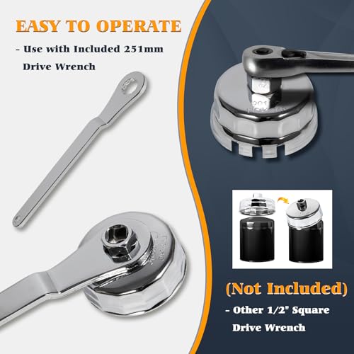 Oil Filter Wrench Set, 31PCS Oil Filter Socket Set, Oil Filter Cap Removal Tool, 1/2" Drive Stainless Steel 27mm 32mm 36mm 64mm-101mm Compatible with Volvo, BMW, Toyota, Nissan, etc