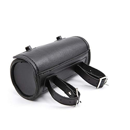 Motorcycle Fork Bag PU Leather Bike Handlebar Tool Bag Sissy Bar Roll Storage Bag - Small (Black) - color: Black