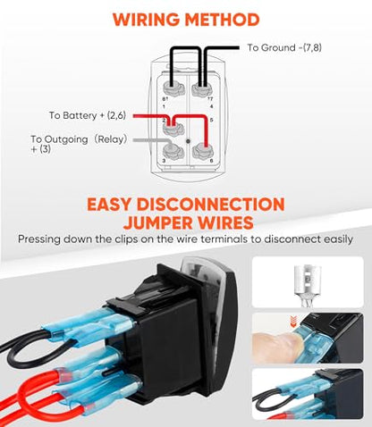 12V Electric Fuel Pump Waterproof Relay Kit Heavy Duty Long Wiring Harness Kit 60 Amp with Fuel Pump Rocker Switches Jumper Wires Set for Cars Trucks Boats ATVs UTVs RVs - color: Fuel Pump Relay with Rocker Switches Kit