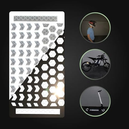 ReflecToes Reflective Stickers 3 Pack – High-Visibility Hexagon 720 Safety Decals for Bikes, Helmets, & Scooters – Ultra-Bright 720+ cd/lx/m² - Retroreflective Stickers for Nighttime Visibility - style: Hexagon 720