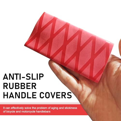 4 PCS Non-Slip Heat Shrink Motorbike Grips & Brake Grips Sleeve, Diamond Grid Rubber Handlebar Grip Cover, Shockproof Handlebar Protector, Universal for Dirt Bike, Scooter (Red) - color: Red