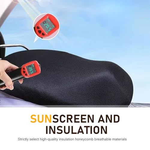 Motorcycle Seat Cover, 3D Spacer Mesh Fabric Protector Cushion, Anti-Slip Flexible Seat Protector, Universal for Scooter Moped Electric Vehicles (Black #L) - size: L