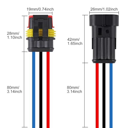 10PCS 3 Pin Electrical Wire Connectors Male and Female Plug Socket Quick Disconnect Waterproof Play Terminals for Automotive Cars Trucks Motorcycles Marine Boats (3P) - color: 3P