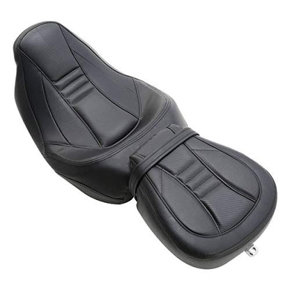 Motorcycle Seat For Harley SLMOTO Low-Profile 2-Up Seat Detachable Rider Passenger Pillion Leather Seat For Touring Road King Street Glide Road Glide Electra Glide CVO 2009-2023 - color: Style A Black