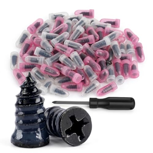 100 PCS Tire Repair Screw Kit, Self-Tapping Tire Plug Rubber Nail Set with Screwdriver, Fast Emergency Tire Repair Plugs for Car, Motorcycle, Truck, Tractor Puncture Fix (2 Sizes)